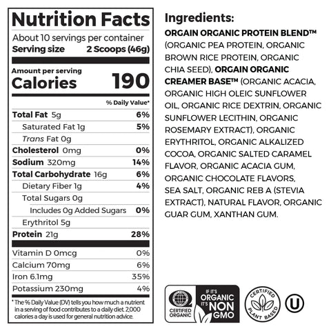 Organic Protein™ Plant Based Protein Powder - Chocolate Caramel Sea Salt